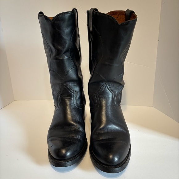 Texas 8300 Black Soft Leather Cowboy Boots Men\'s Size 8.5 main image 2